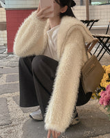 Fur zip-up jacket
