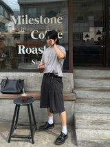 ローラン キーリング ストライプ バミューダパンツ