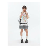 BETWEENAND xsunonebird Summer Loose Printed Top Two Color Pure Cotton Round Neck Short Sleeve T-shirt for Women