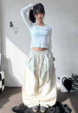 Turi Carpenter Rivet Balloon Cotton Washed Long Pants 4 Colors 