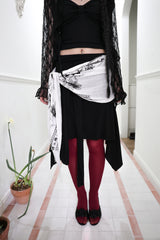 Oriental flower scarf (White/Yellow)