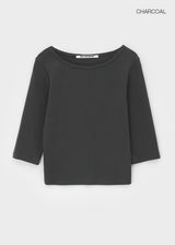 [B-BASIC] Standard Boat Neck 7/8 Sleeve T-Shirt 2SIZE