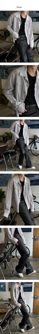 [Unisex]サテンタッカーシャツジャケット(2color)