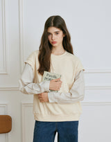 Plenny Ribbon Deco Shirt Sweatshirt Beige