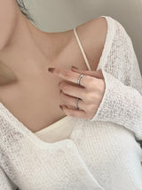 [4 set] square twisted bold ring set / ring layered simple mood