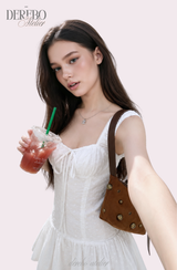 ホワイトビスチェパンチングドレスセット