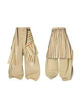 RELABEL Spatial Relationship (R) Multi-coloured Checkered Stripes Detachable Diaper Cover Curved Knife Oversized Washed Distressed Denim Trousers