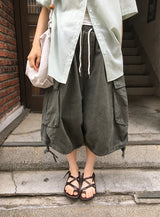 [unisex] ガラキバンディングカーゴコットンバミューダパンツ