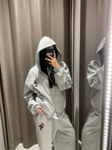 レホクロスパッチフーディジップアップ