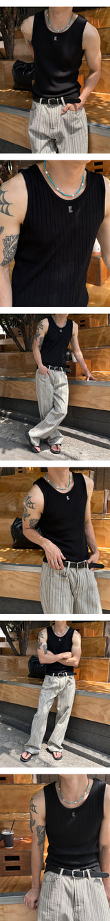 [S/S] High ribbed logo sleeveless(6color)