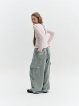 Cargo Button Pants (Grey)