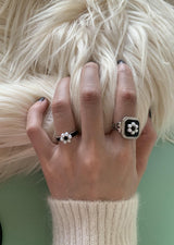 Black flower 2ring SET