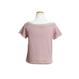 (3color) Wave Braided Neck Off-Shoulder Short Sleeve Tee