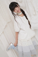 Blooming garden patchwork skirt / ivory