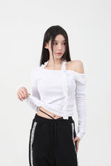 フリルロングスリーブTシャツ