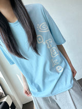 ロール レター タトゥープリント ワンサイド Tシャツ 5カラー