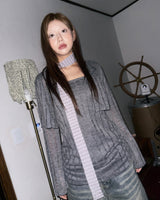 (Set/3color) Damaged Sleeveless Onepiece & Crop Cardigan Set