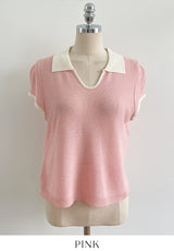 Cooly V Color Matching Collar Knit