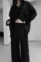 シフォンラップスカートレイヤードパンツ (2color)