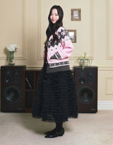 Roslyn Ribbon Cowichan Knit Cardigan Pink