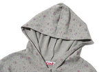 FLOWER WAFFLE BUTTON HOODIE - GRAY