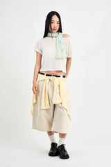 Tencel boatneck crop t-shirt