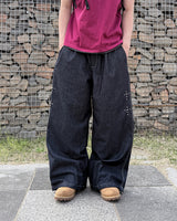 Bone Cross Stud Wide Denim Pants