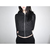 【MADE】button 2way zip-up, black