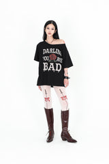 メタリングローズTシャツ #ブラック