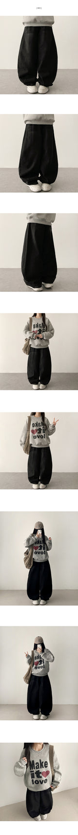 Beetle hem incision denim wide pants