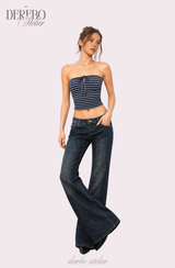 deep blue flow bootcut denim pants, regular (LONG)