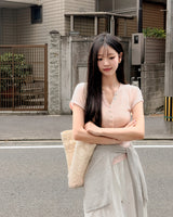Laurel henley short‑sleeve knit