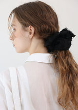 Lace Flower Scrunchie_Large_Black