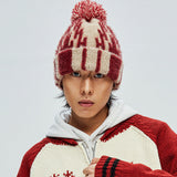 navajo pattern beanie red
