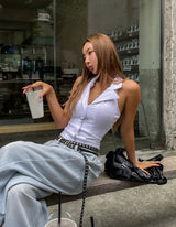 キャシーカラーホルターネッククロップトップ