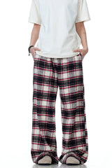 Plaid Relaxed Drawstring Trousers