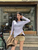 モドニー ピンタック テール シャーリング ロングスリーブ