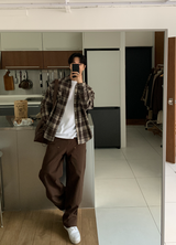 Levito Double Knee Back Banding Semi-Wide Cotton Pants
