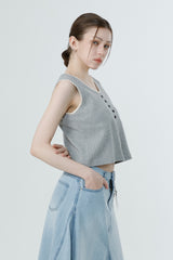WAFFLE SLEEVELESS_MELANGE GRAY