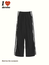 Black lace line sweatpants