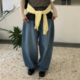 デイモンバックポケットワイドバルーンフィットデニムパンツ (1 Color)