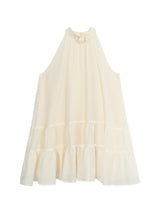 Lemon tea halterneck flare sleeveless dress