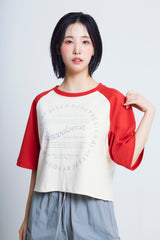 サイクルプリントラグラン ½Tシャツ (red/ivory)