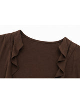 [2PCS] Elly Ruffle Bolero Tie-Detail Tube Top Set Chacoal Grey