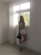 Eyelet cotton shorts