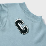 3D C Patch Sky Blue Knit Vest [Unisex]