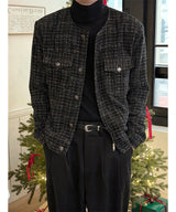 [F/W] Black line tweed jacket(2color)