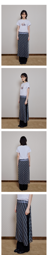 CHECK LAYERED WRAP LONG SKIRT