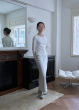Satin Long Skirt (Silver)