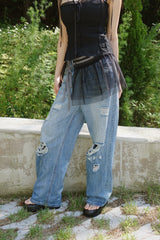 chiffon strap layered mini wrap skirt